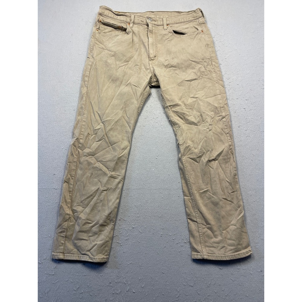 Levi 505 Regular Fit Cotton Denim Khaki Tan W35 L30 Mens